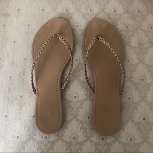 Forever 21 Braided Rose Gold Flip Flops
